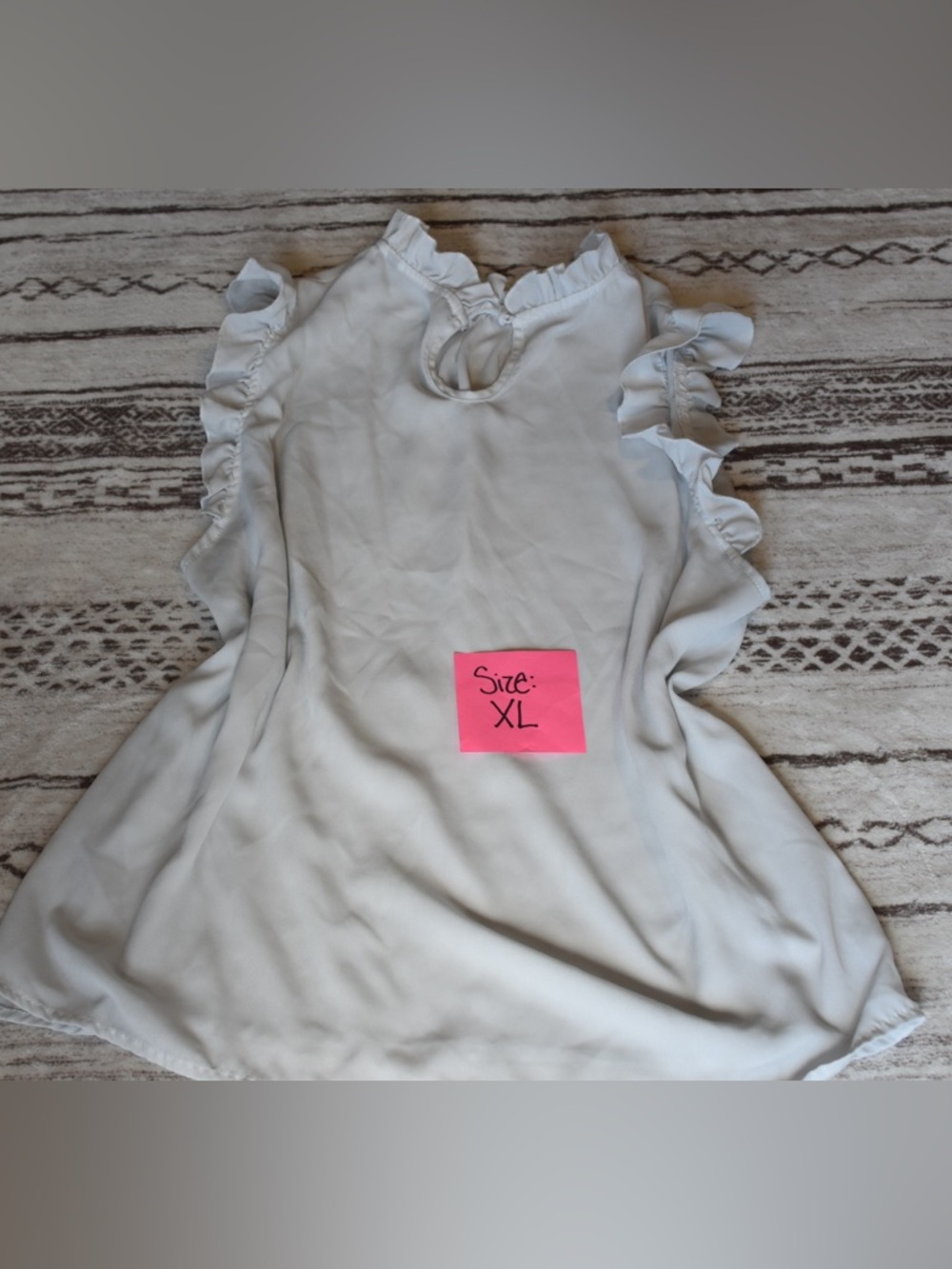 Ruffled Cap-Sleeve Blouse in White
